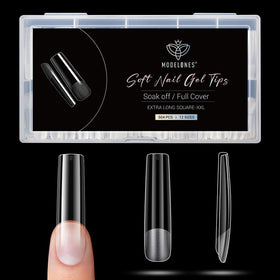 Modelones Faux Ongles Carrés XXL 504Pcs Kit Gel Transparent vue de face