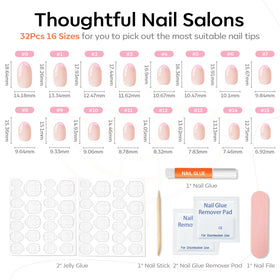 modelones Faux Ongles Press-On Courts Roses avec accessoires inclus