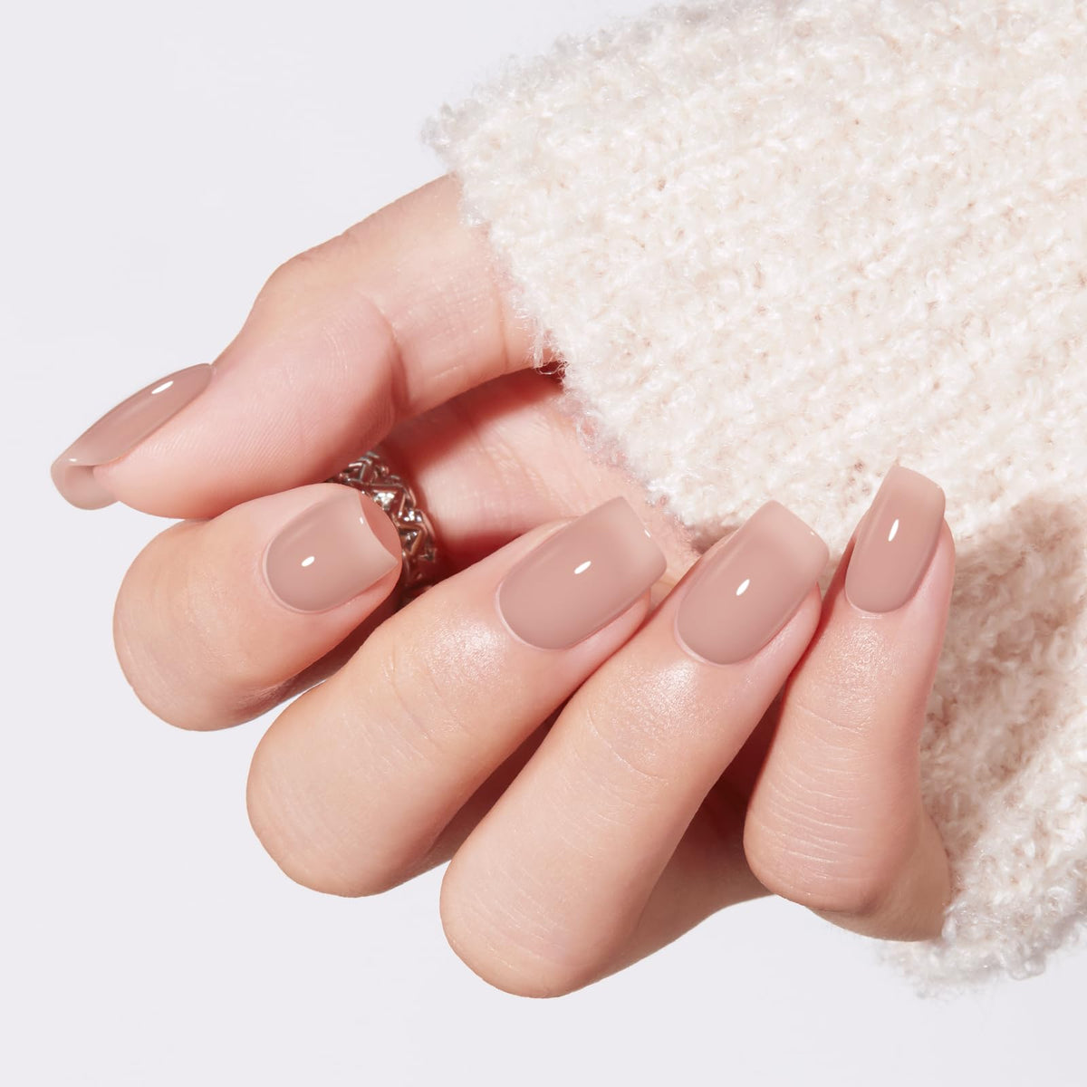 modelones faux ongles press-on greige translucide ensemble complet