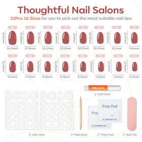 modelones faux ongles press on roses en différentes tailles