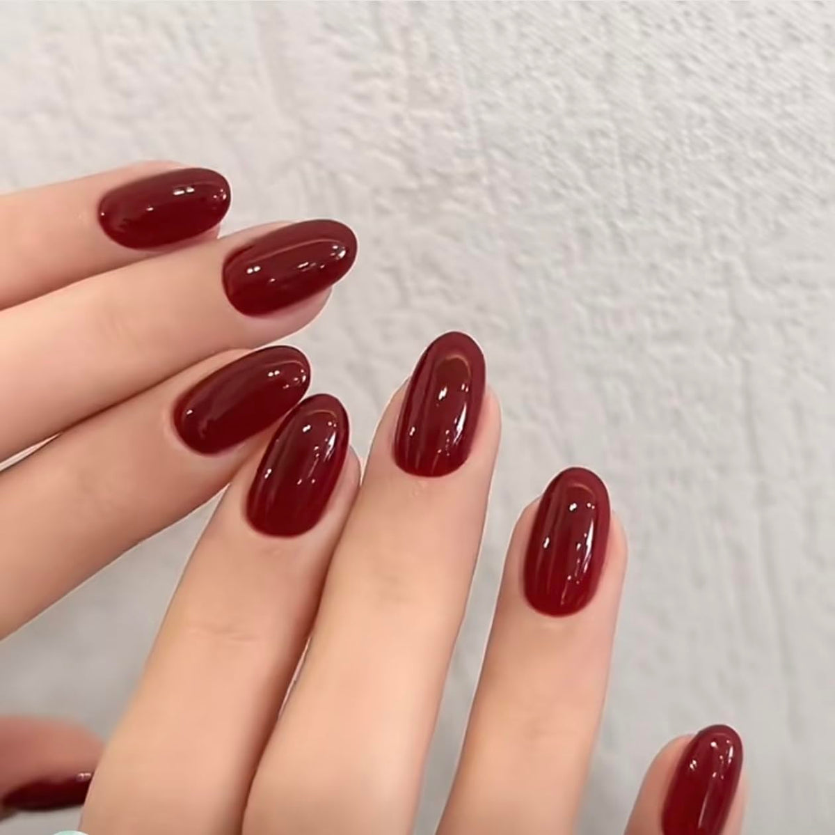modelones Faux Ongles Press-On Rouge Foncé ensemble complet