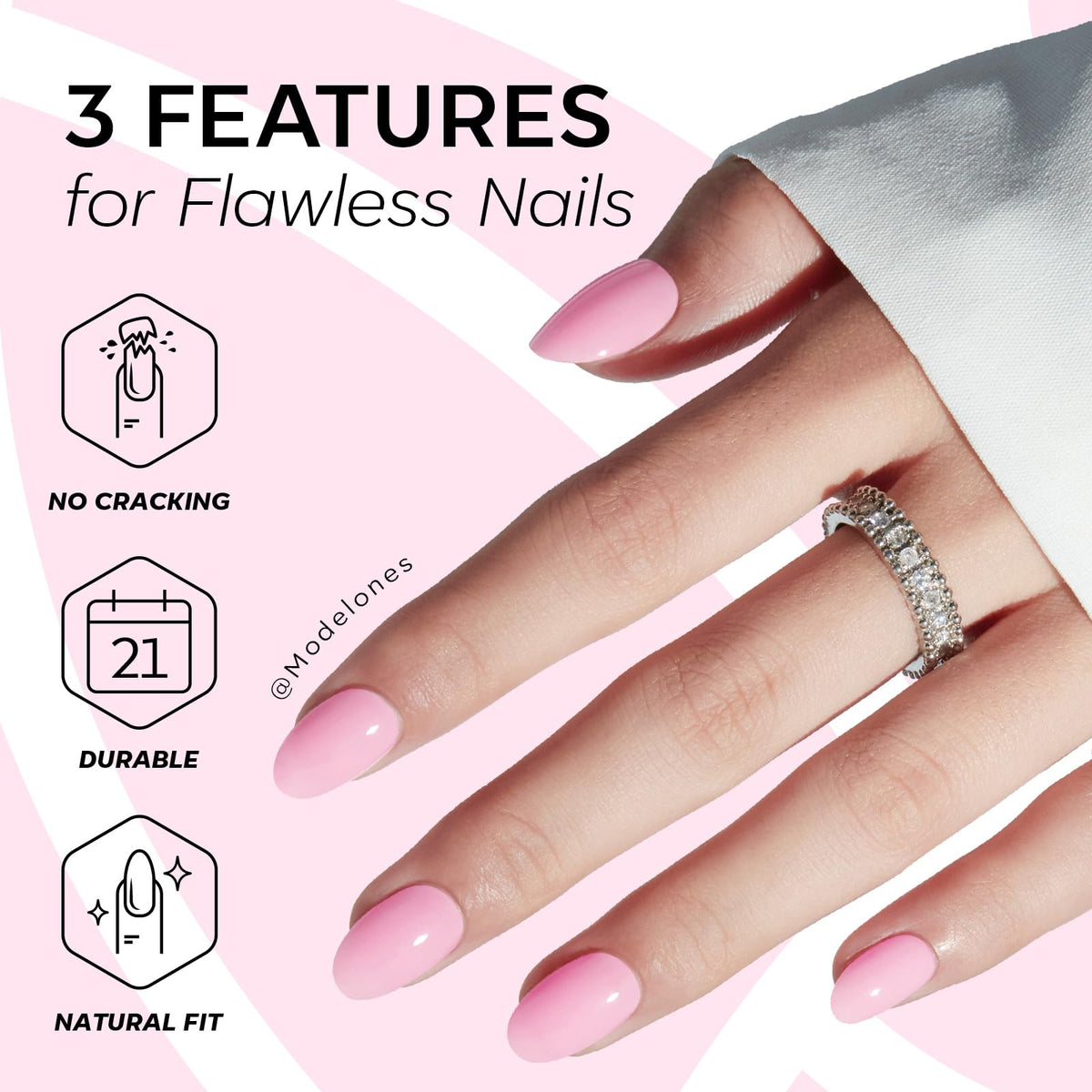 modelones Faux Ongles Press On Sakura Pink application facile