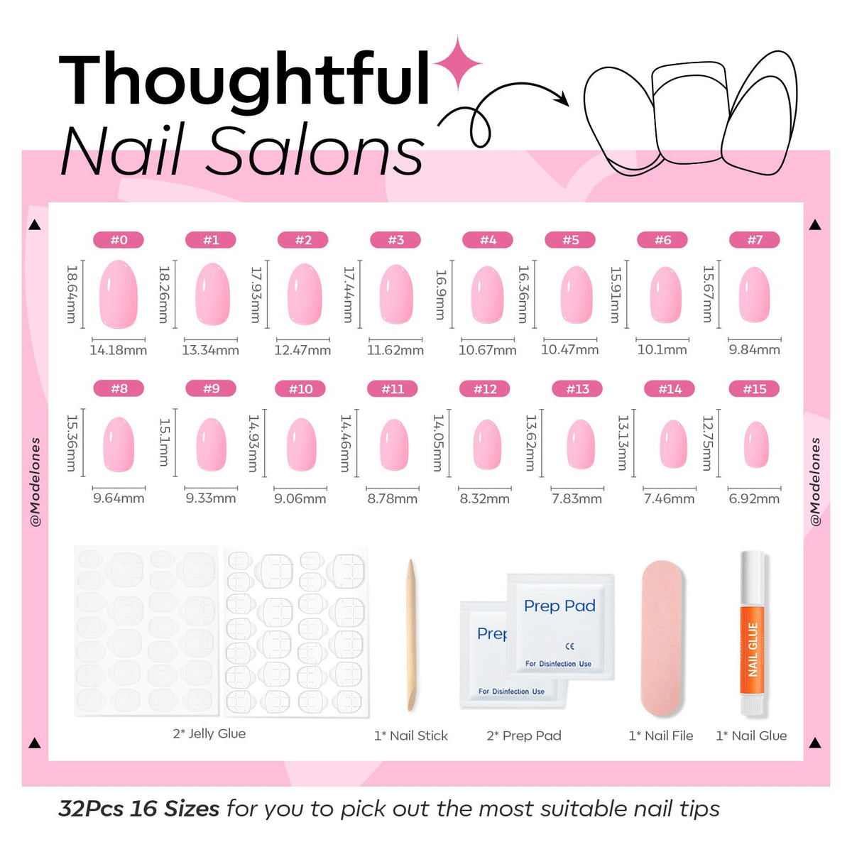 modelones Faux Ongles Press On Sakura Pink kit complet