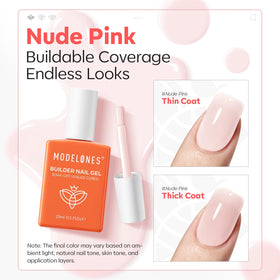 modelones Gel de Construction Couleur Nude 59g en pot avec accessoire