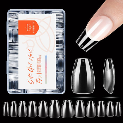 modelones tips d'ongles en gel courtes coffin vue de face