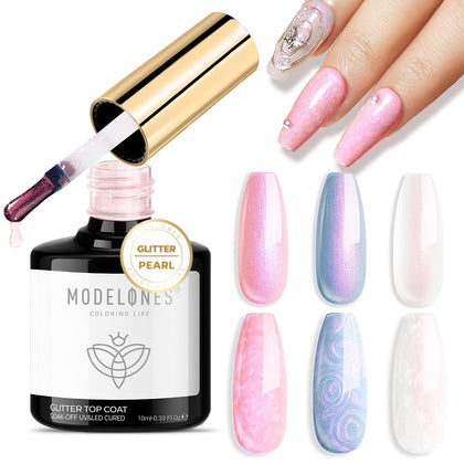 modelones Top Coat Gel 2 en 1 Pailleté Perlé vue avant