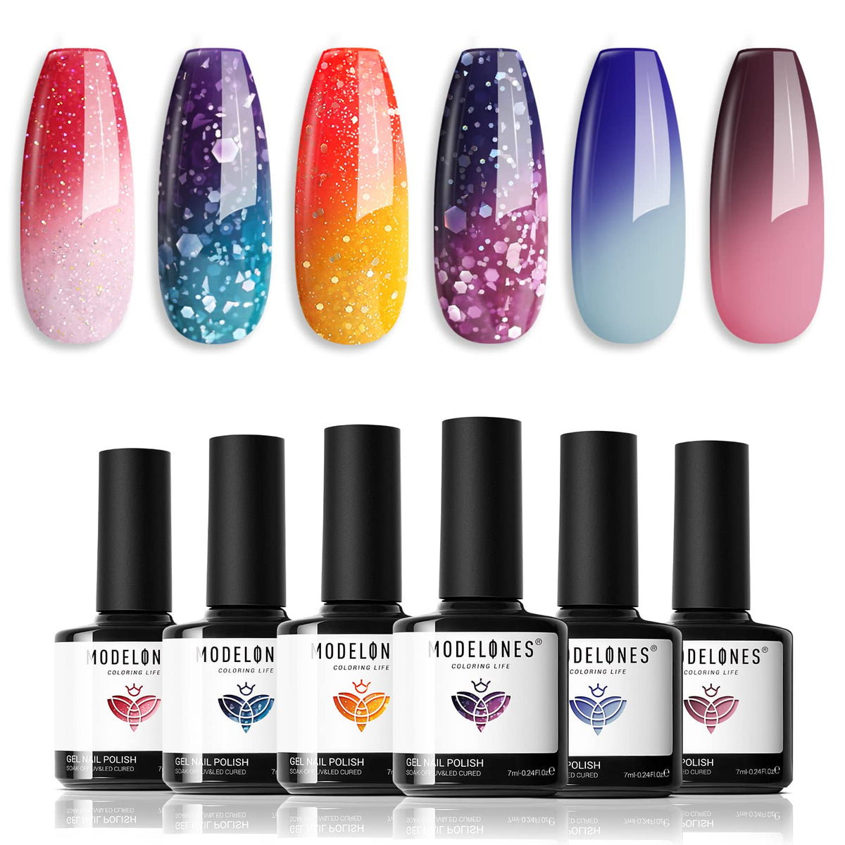 modelones Vernis à Ongles Gel Changeant de Couleur 6 PCS - présentation du produit