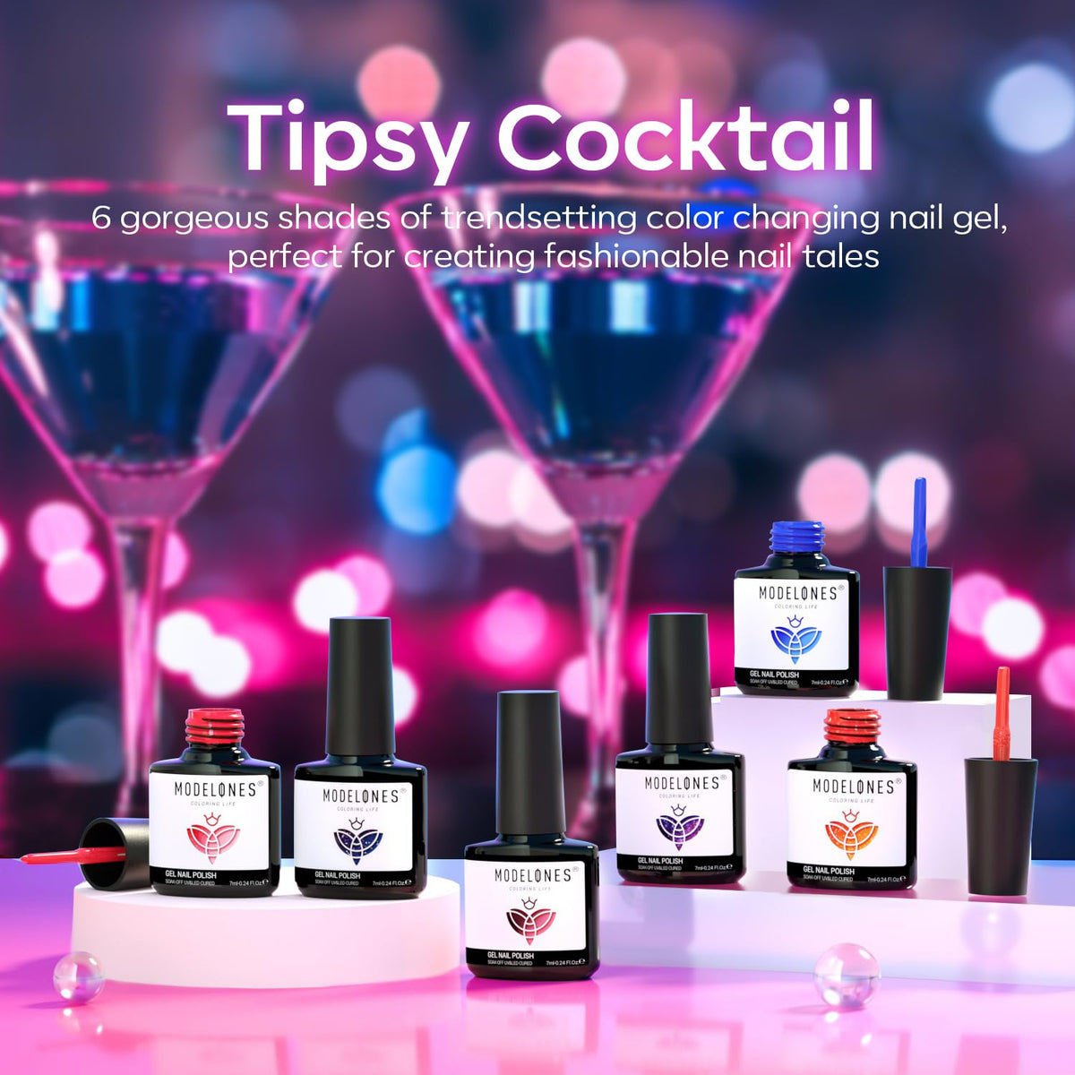 modelones Vernis à Ongles Gel Changeant de Couleur - kit complet avec six teintes
