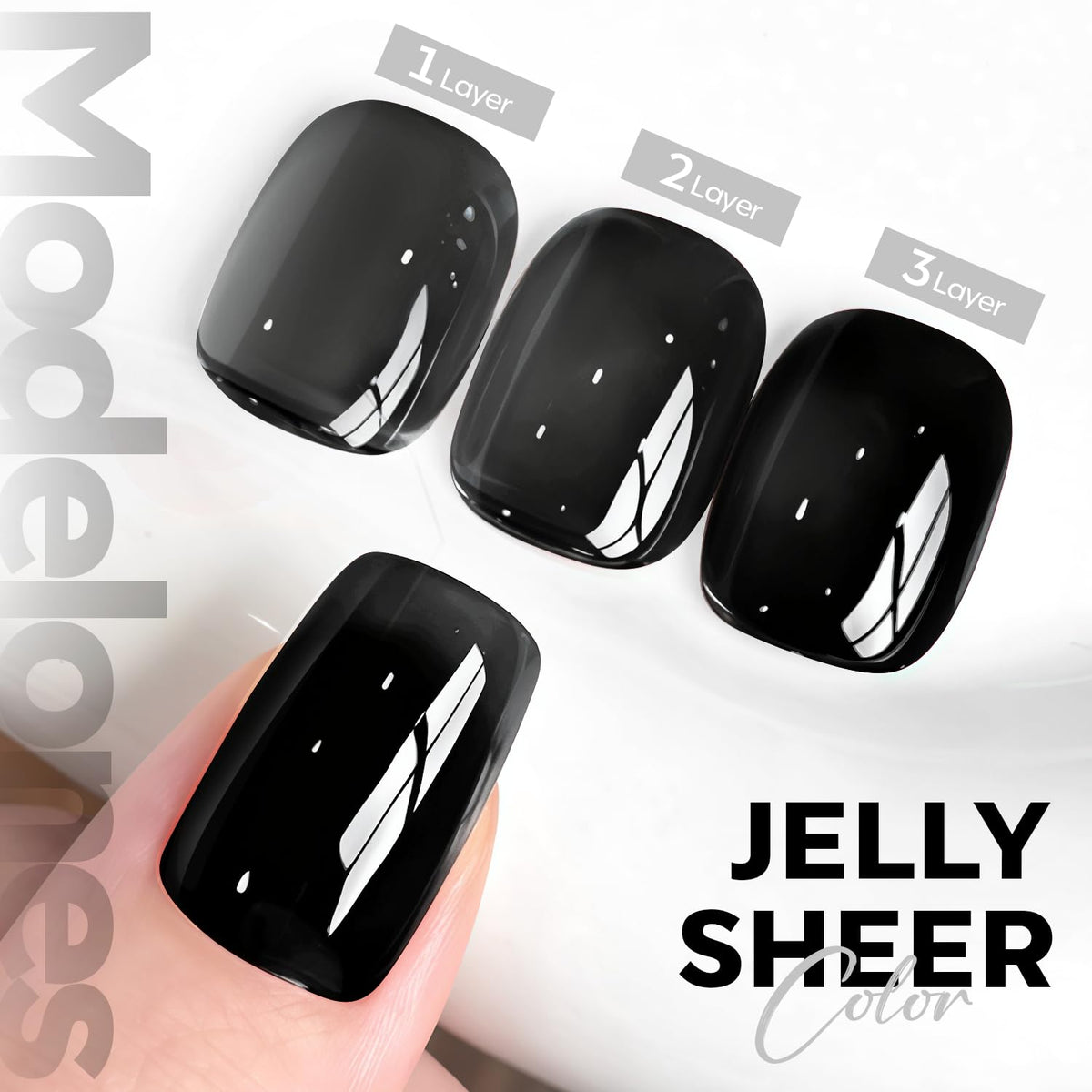 modelones vernis gel noir jelly 15ml flacon et bouchon