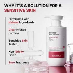 Moment de soin avec la lotion CENTELLIAN 24 après la douche