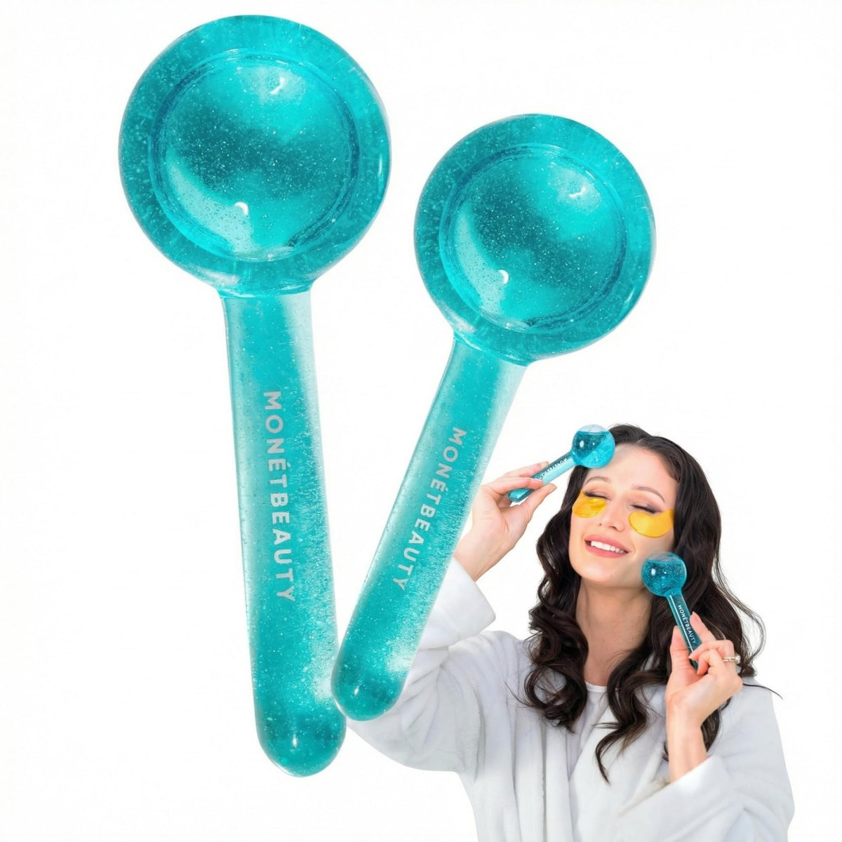 MonétBeauty Ice Globes pour Visage en verre médical bleu, vue de face