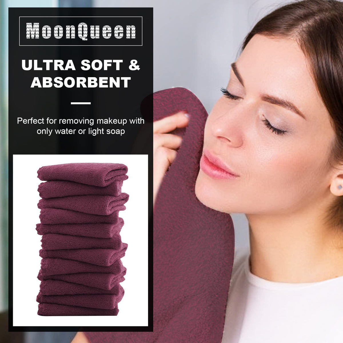 MOONQUEEN serviette en microfibre pliée avec texture douce
