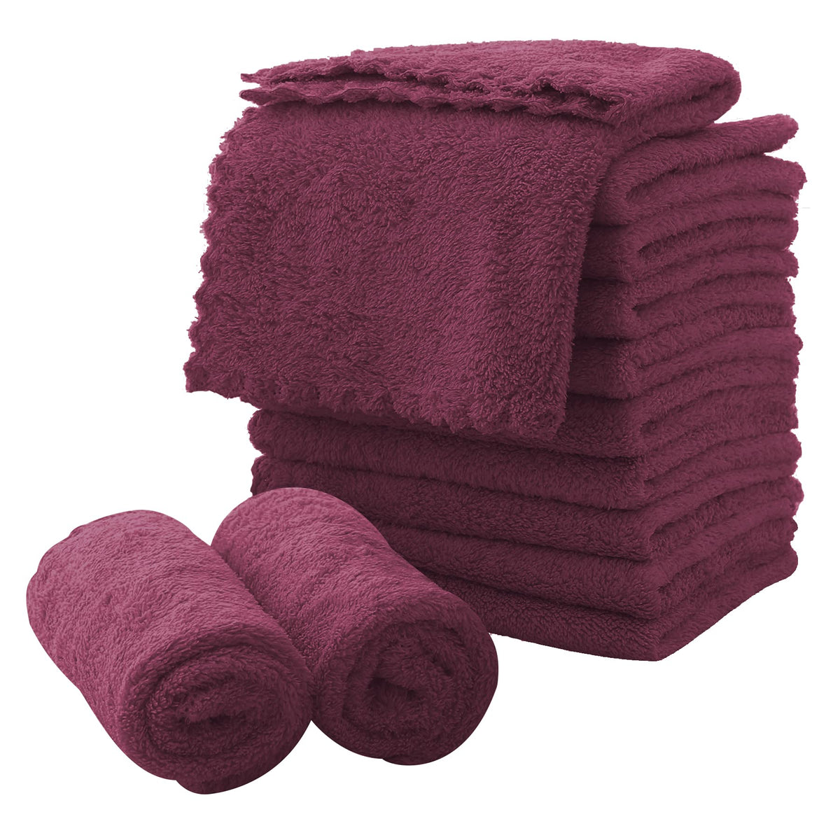 MOONQUEEN serviettes en microfibre 12 pièces couleur bordeaux vue de face