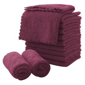 MOONQUEEN serviettes en microfibre 12 pièces couleur bordeaux vue de face