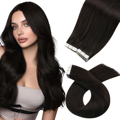 Moresoo extensions cheveux bruns foncés 24 pouces vue avant