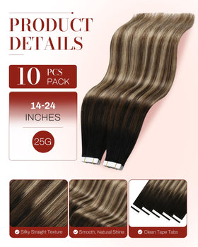 Moresoo extensions cheveux humains en couleur marron foncé