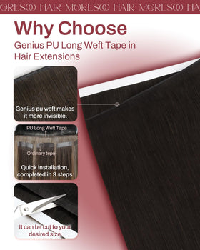 Moresoo Extensions Cheveux Naturels 20 Pouces, détails de la texture