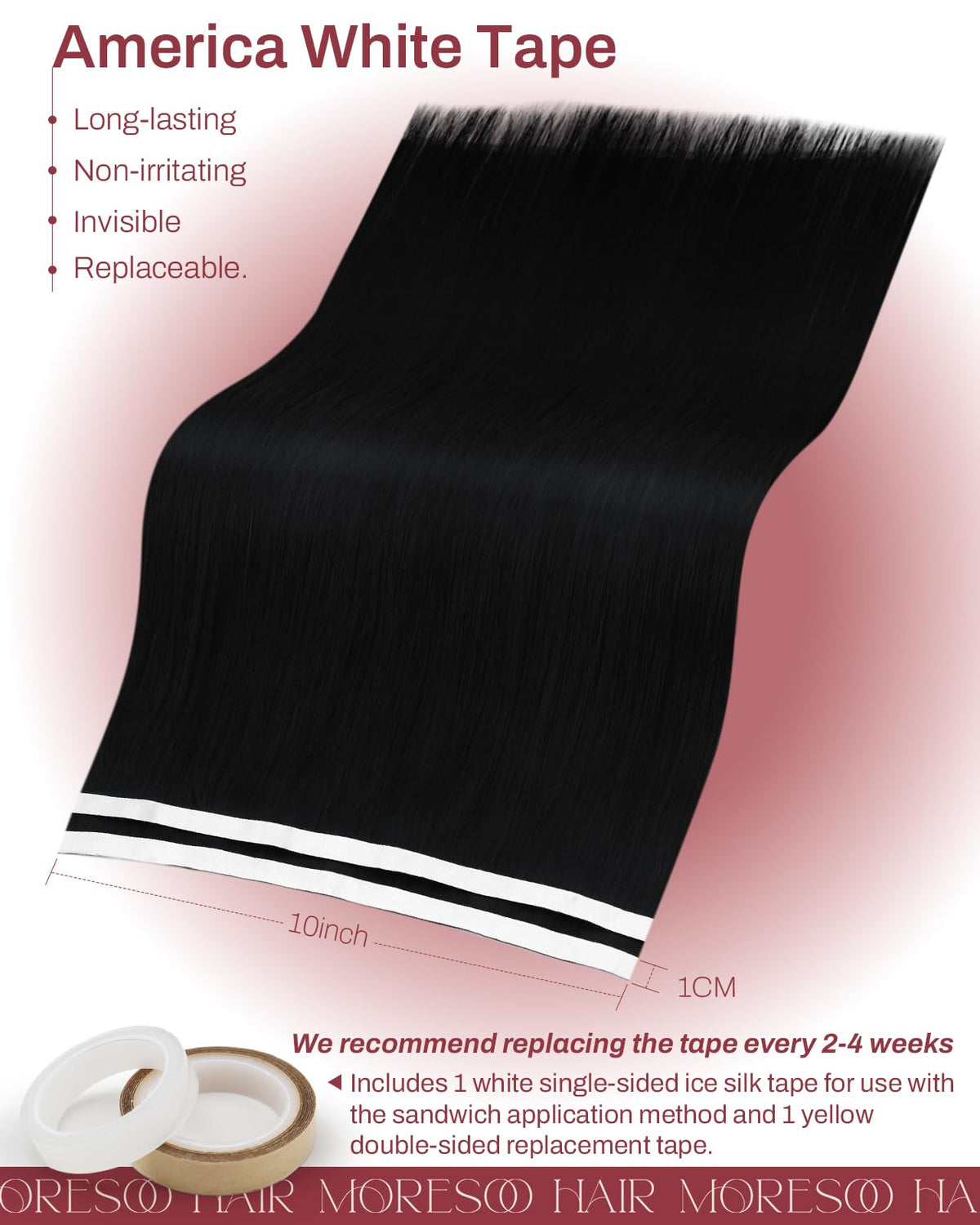 Moresoo extensions cheveux naturels noir jais 16 pouces en situation