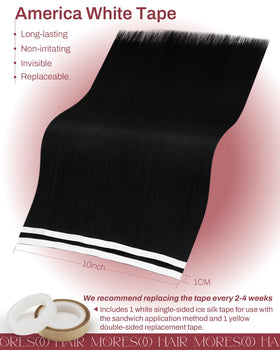 Moresoo extensions cheveux naturels noir jais 16 pouces en situation