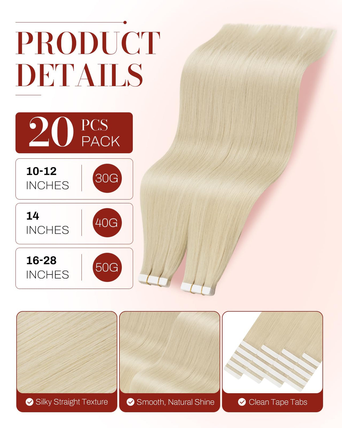 Moresoo extensions de cheveux 24in installées sur des cheveux naturels