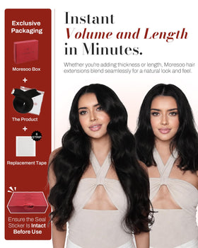 Moresoo extensions de cheveux 26 pouces couleur noir