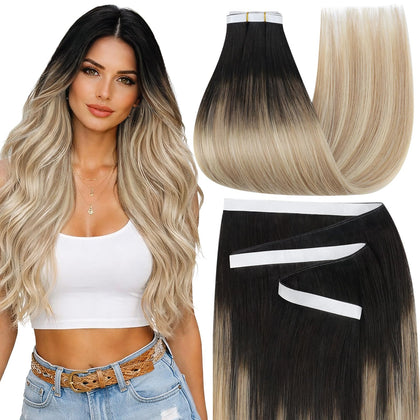 Moresoo Extensions de Cheveux à Bande Adhésive 18 Pouces vue de face
