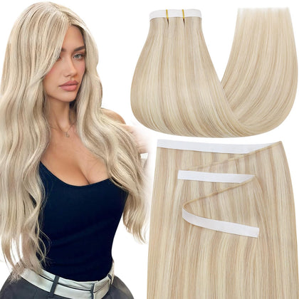 Moresoo extensions de cheveux ash blonde 20 pouces, côté avant