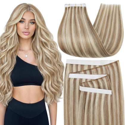 Moresoo extensions de cheveux bruns 20 pouces, vue de face