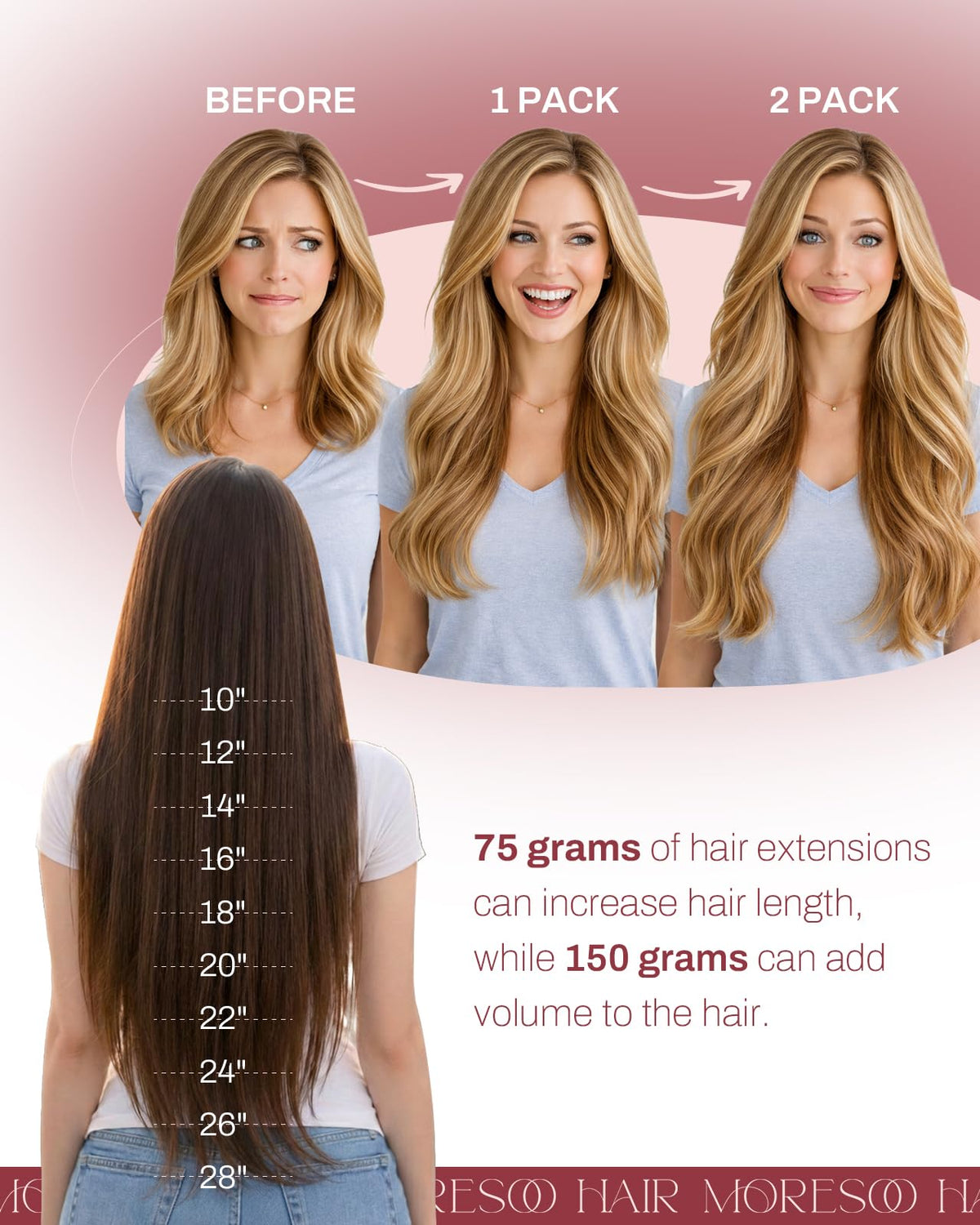 Moresoo extensions de cheveux dans leur emballage