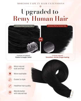 Moresoo extensions de cheveux noirs 26 pouces en paquet