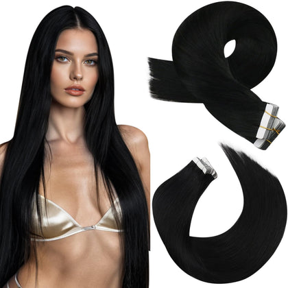 Moresoo extensions de cheveux noirs 28 pouces vue de face