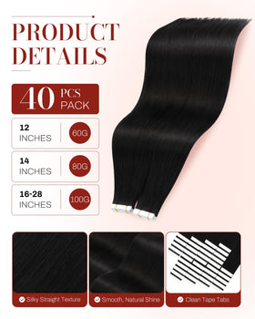 Moresoo extensions en cheveux Remy avec bande adhésive
