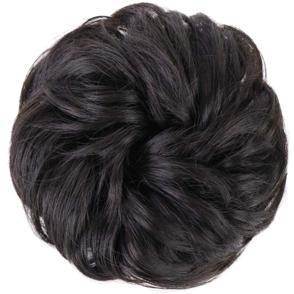 MORICA chignon désordonné brun noir avec clips et élastique