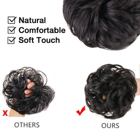 MORICA chignon désordonné brun noir sur une table