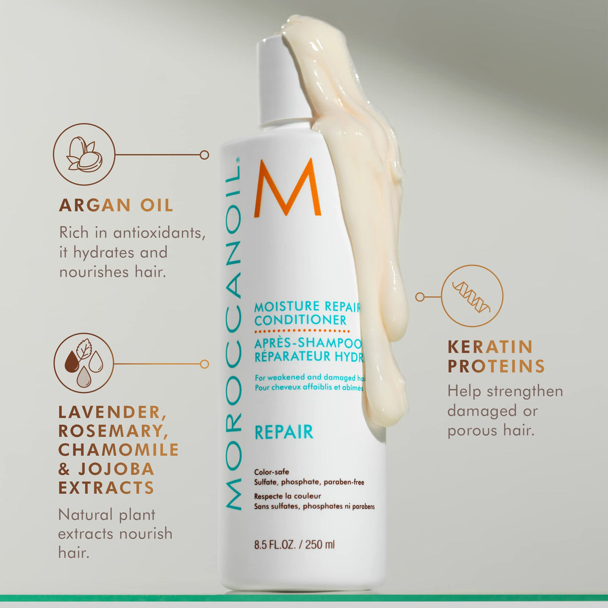 Moroccanoil Après-Shampooing Réparateur 540g étiquette et contenu
