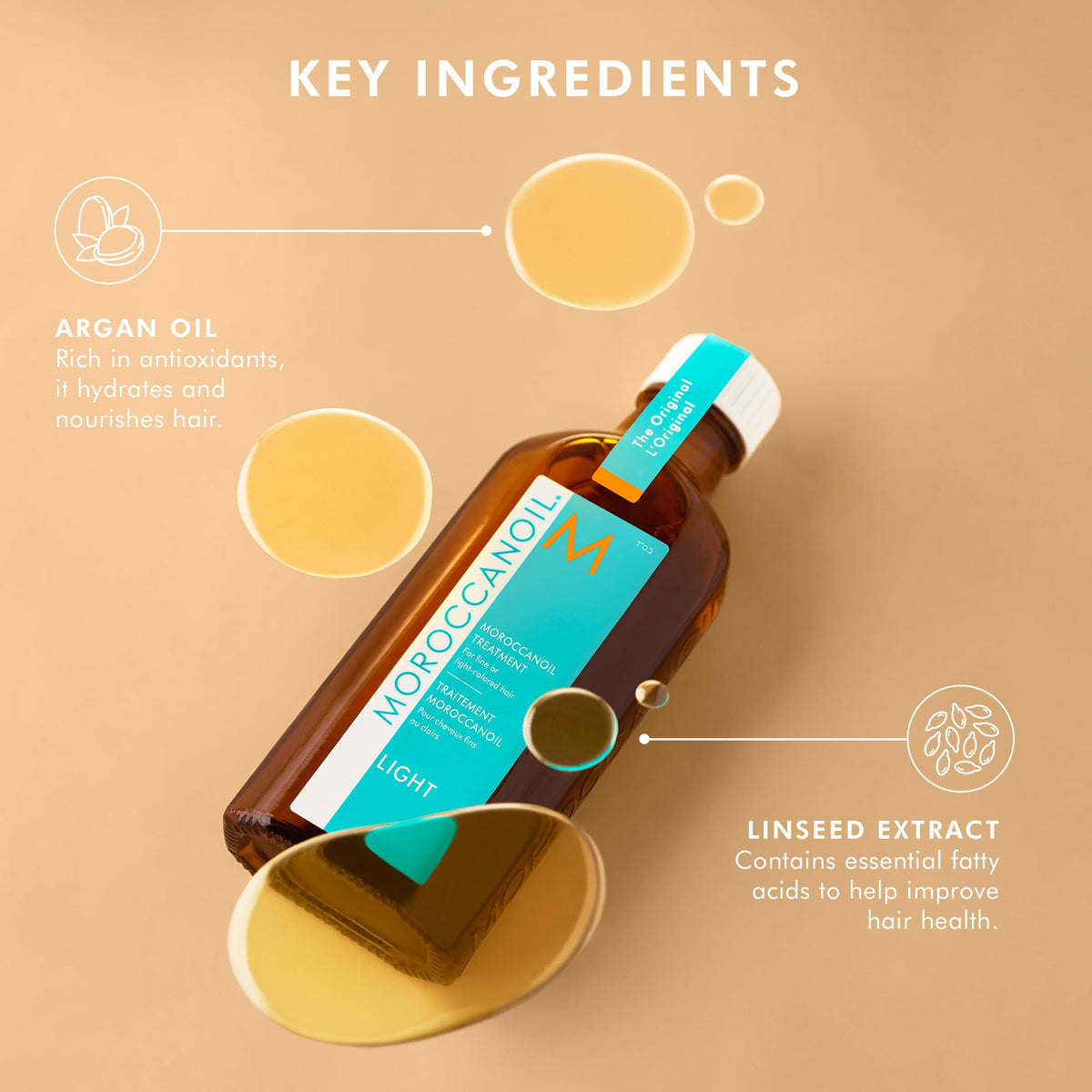 Moroccanoil Traitement Light 50 ml en application sur cheveux