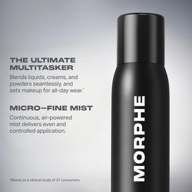 MORPHE Brume Fixante Continue sur une table avec des produits de maquillage