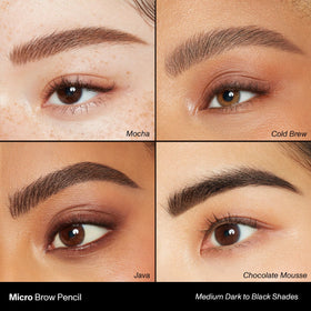 MORPHE Crayon à Sourcils Micro Dual teinte Java sur une main