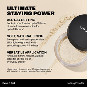 MORPHE Poudre Fixante Bake & Set Rose en application sur le visage