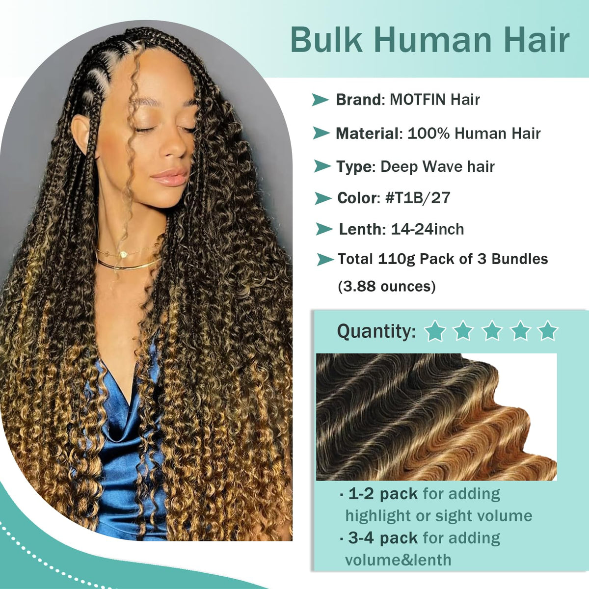 MOTFIN Cheveux Bouclés 22 Pouces sur mannequin