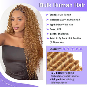 MOTFIN Cheveux Braids Humains 16 Pouces Bouclés, présentation en environnement extérieur