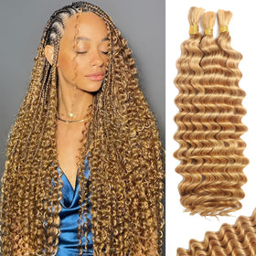 MOTFIN Cheveux Braids Humains 16 Pouces Bouclés, vue de face