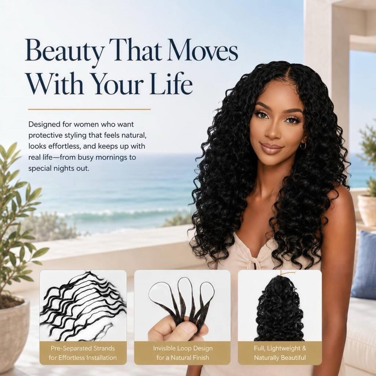 MOTFIN Cheveux Crochet, aspect naturel