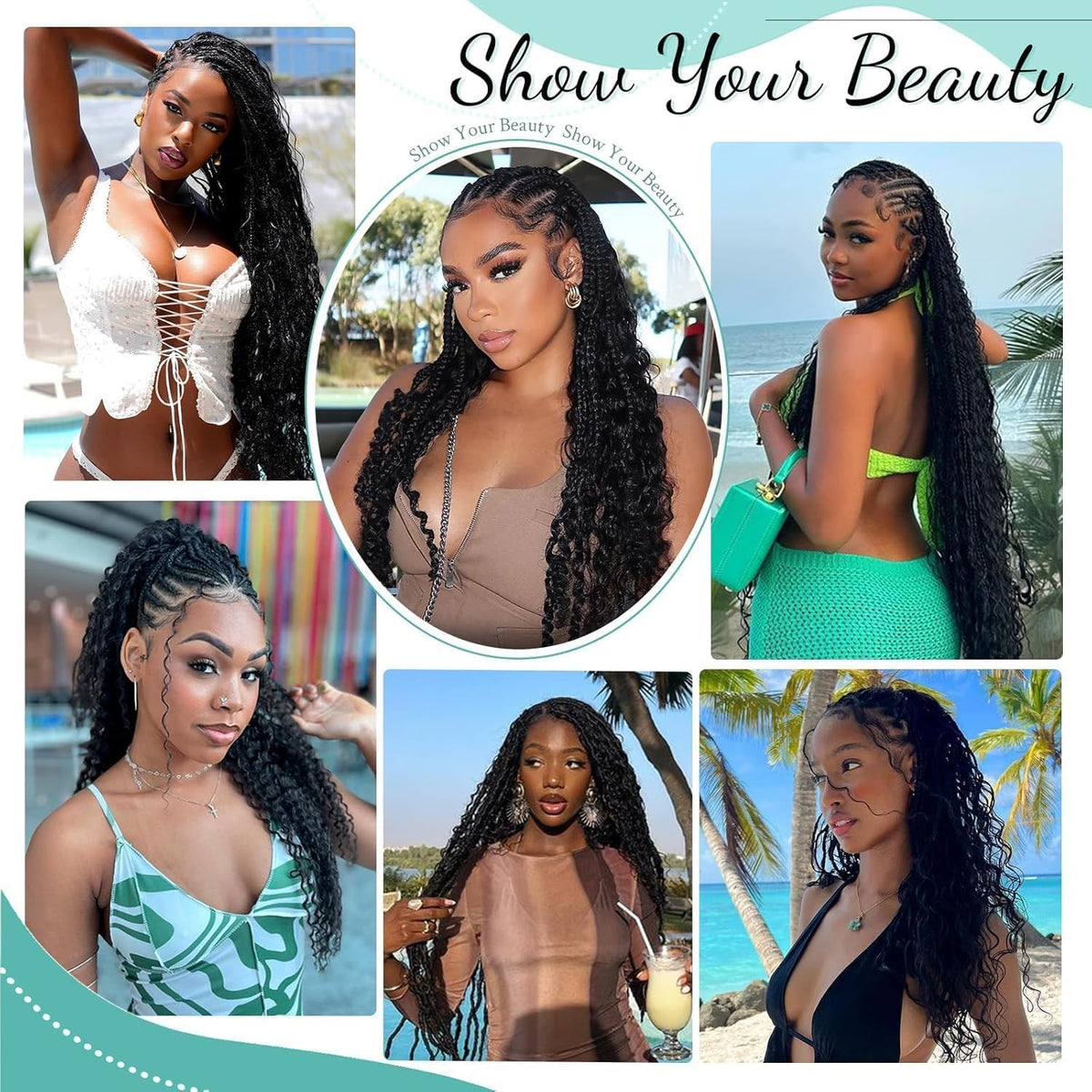 MOTFIN Cheveux Humains Bouclés 16 Pouces pour Tresses Boho