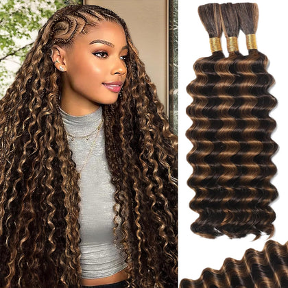 MOTFIN Cheveux Humains Tressés 20 Pouces Boucles Ondulées vue de face
