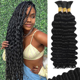 MOTFIN Cheveux Humains Tressés 20 Pouces Bouclés vue de face