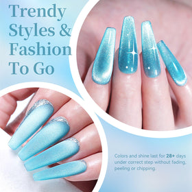 Motif créé avec le vernis gel magnétique Cat Eye avant le durcissement