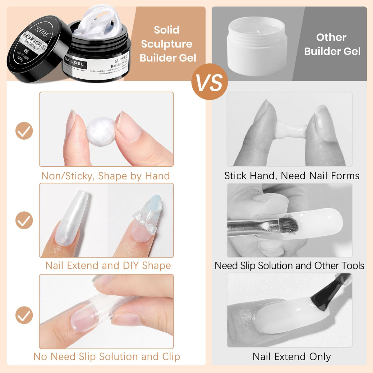 Moules d'extension d'ongles de 36 pièces SUPWEE