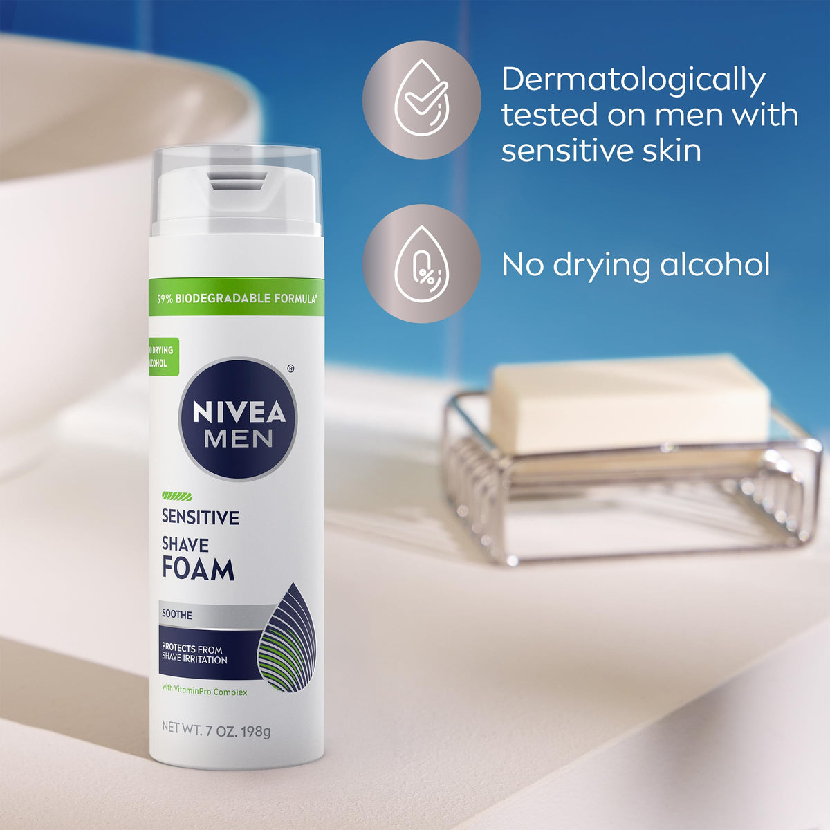 Mousse à raser NIVEA MEN Sensitive avec texture crémeuse