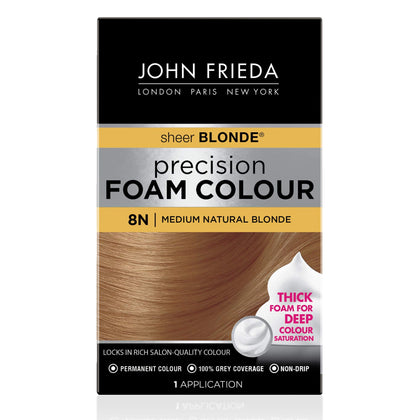 Mousse de couleur John Frieda 8N blond naturel moyen, vue avant